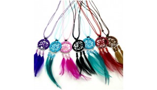 free shipping necklaces pendant dream catcher leather strings